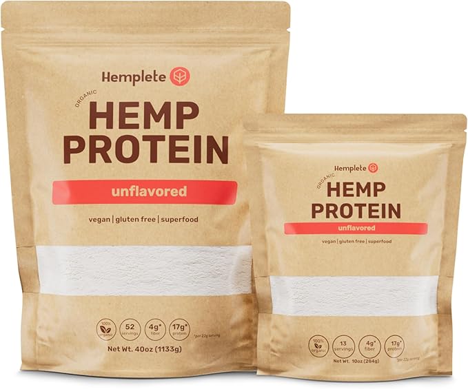 Organic Hemp Heart Unflavored Vegan Protein Powder, Plant-Based for Balanced Nutrition, All-Natural, 1 Ingredient, No Artificial Ingredients, Easy to Digest & Mix (10oz)