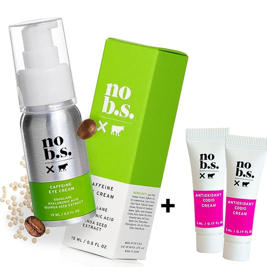 No Bad Stuff - Caffeine Eye Cream with Pure Hyaluronic Acid & Plant Based Squalane Oil, Under Eye Cream for Dark Circles & Puffiness, Travel Size, 0.5 FL Oz, and CoQ10 for Wrinkles
