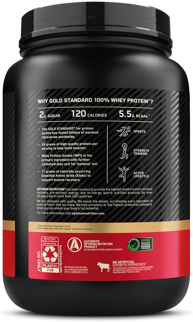 Optimum Nutrition New Flavor Gold Standard 100% Whey Protein Powder, Caramel Macchiato, 2 Pound (Pack of 1) (Packaging May Vary)