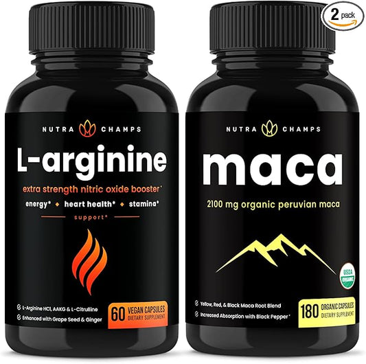 NutraChamps L-Arginine Capsules and Maca Capsules 2 Pack Bundle