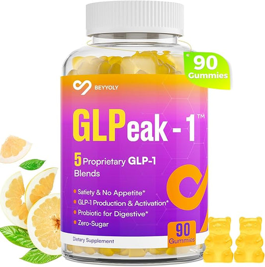 GLP-1 Supplement for Women & Men, Natural GLP-1 Support, 5X Targeted Formula, GLP1 with Akkermansia Probiotic & Berberine, for Digestion & Gut, Immune, Energy, Zero-Sugar, Yuzu Flavor - 90 Gummies