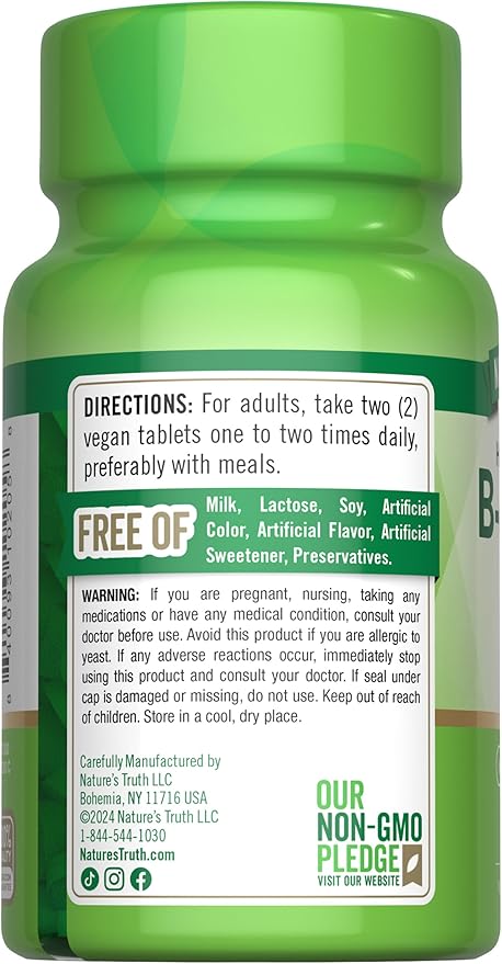 Nature's Truth Vitamin B Complex | Plus B12 | 90 Tablets | High Potency | Vegan and Non-GMO Supplement