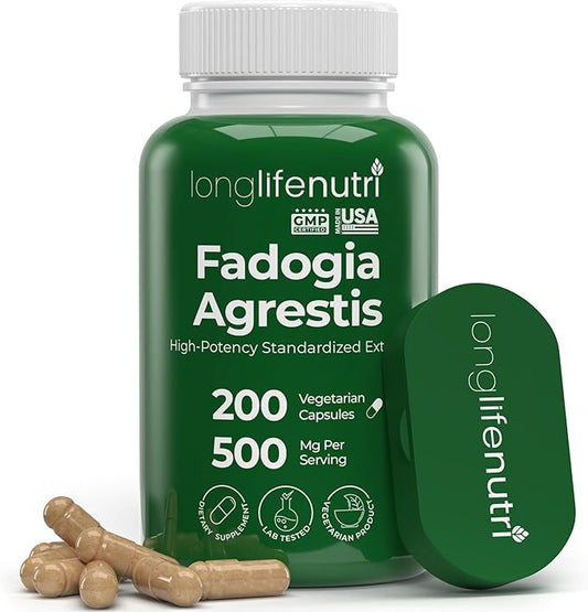 Fadogia Agrestis 500mg – 200 Vegetarian Capsules | 10:1 Stem Extract | Natural Libido Booster for Men | Supports Vitality & Performance | Tongkat Ali Fadogia Agrestis Stack | Made in USA-GMP Certified