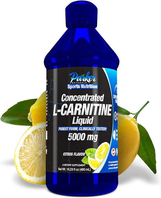 Concentrated L-Carnitine Liquid, 5000mg All Natural Citrus Flavored Supplement, Liquid L-Carnitine with Vitamin V5, 16.23 Fl. Oz