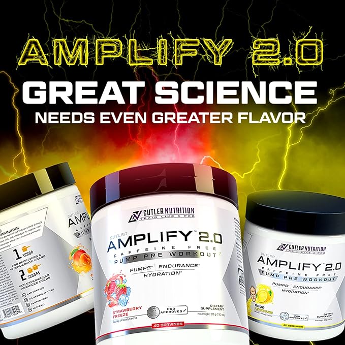 Cutler Nutrition Amplify Pump Pre Workout Caffeine Free Nitric Oxide Booster containing Arginine and Citrulline Pre-Workout for Maximum Pumps