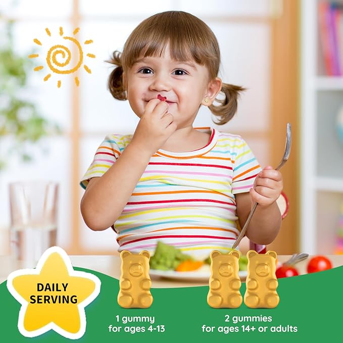 Kids Magnesium Glycinate Gummies, Magnesium for Kids & Adults, with Citrate, Zinc, Vitamin D3, B12, L-Theanine Supplement for Sleep Calm Bone & Muscle Mood, Pineapple 60ct