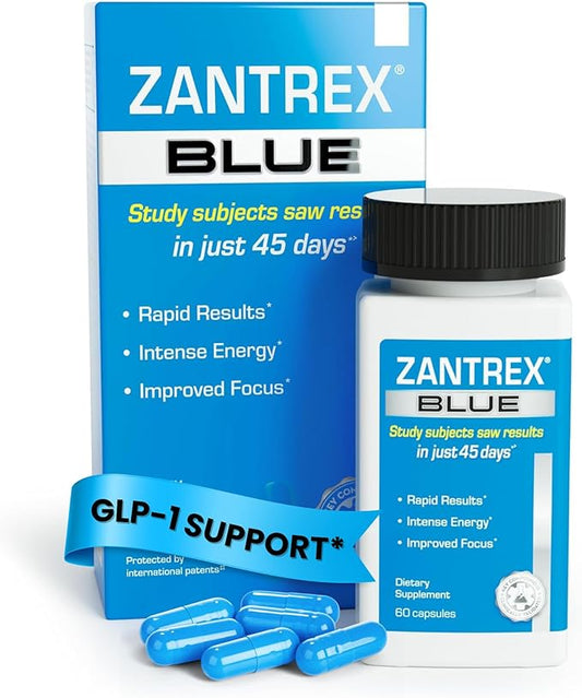 Zantrex Blue Energy & Thermogenesis Boost Energy | Weight Management Supplement for Appetite Control, Increased Calorie Burn and Supports GLP-1 Levels | 60 Capsules