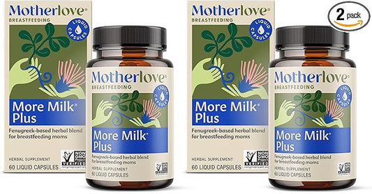 Motherlove More Milk Plus (60 Liquid caps 2 Pack) Fenugreek-Based Lactation Supplement to Support Breast Milk Supply—Non-GMO, Organic Herbs, Vegan, Kosher