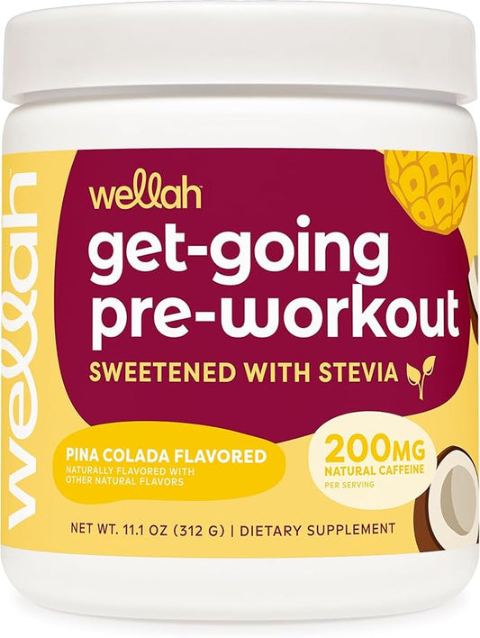 Wellah Get-Going Pre-Workout Drink Mix (Pina Colada Flavored, 30 Servings)