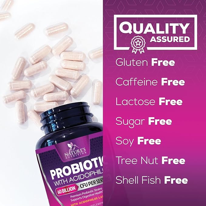 Probiotics 60 Billion CFU per Serving - 10 Strains + Prebiotics - Immune, Digestive & Gut Health Support, Supports Occasional Constipation, Gas & Bloating for Women & Men, Shelf Stable - 120 Capsules