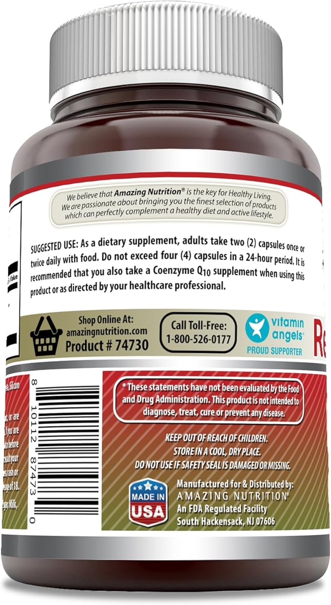 Amazing Formulas Red Yeast Rice 1200mg Per Serving Capsules Supplement | Non-GMO | Gluten Free | Made in USA (180 Count)