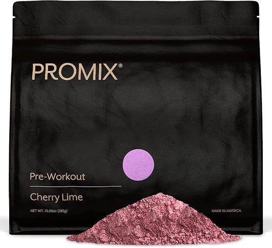 Promix Pre-Workout Powder, Cherry Lime - Maximize Focus & Performance - Helps Muscle Gain, Endurance & Enhanced Energy - Vitamin B12, Caffeine, Beta-Alanine & L-Tyrsosine - Gluten & Dairy-Free