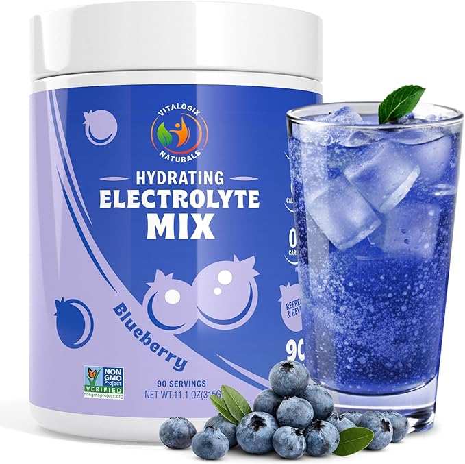 Electrolytes Powder No Sugar - Blue Raspberry Hydration Powder I Sugar Free Electrolyte Drink Mix, Zero Calories or Carbs, Keto Friendly, Potassium, Magnesium, Sodium - 90 Servings