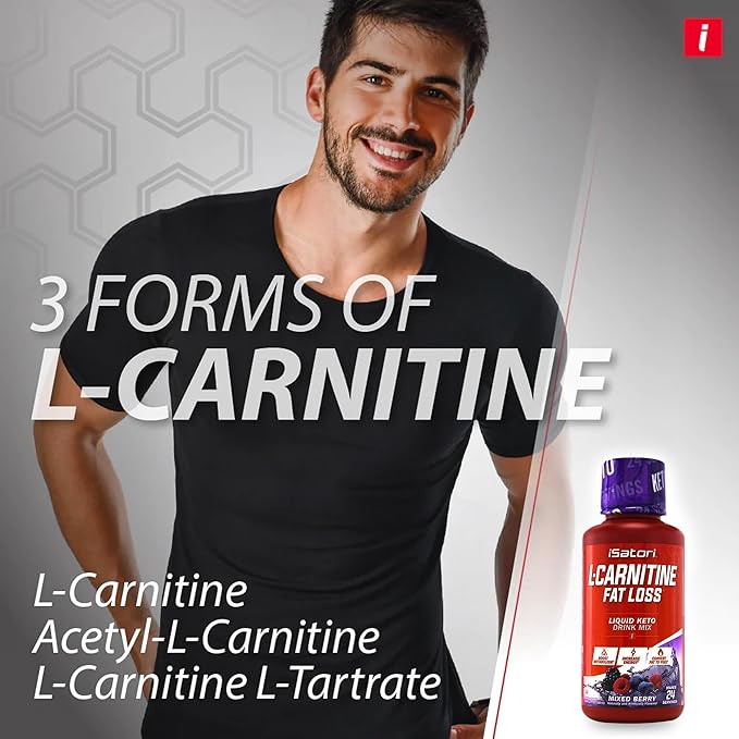 iSatori L-Carnitine 1500, Triple-Blend Liquid L Carnitine Supplement, with Acetyl & Tartrate, Stimulant Free Energy, No Calories, Sugar or Gluten, Keto-Friendly, Mixed Berry Flavor (24 Servings)