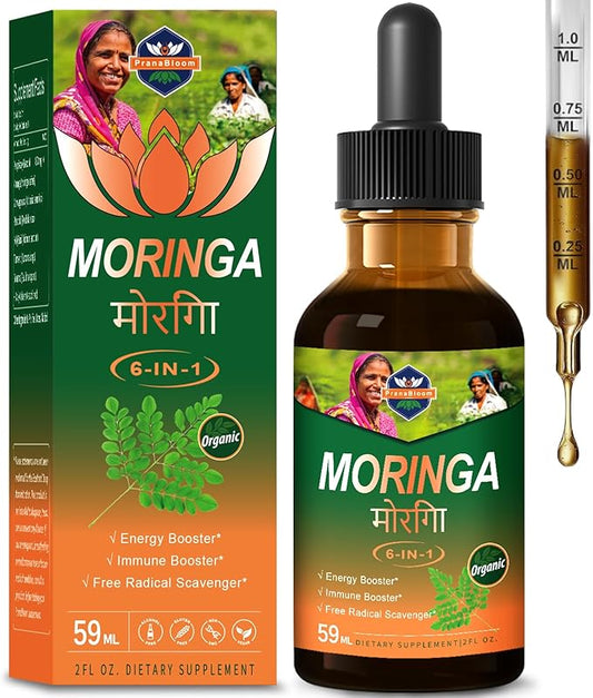 Moringa Liquid Drops for Energy Booster, Moringa Leaf Supplement Support Immune Booster, Herbal Blend w/Ashwagandha & Rhodiola Herbal Extract. 2oz