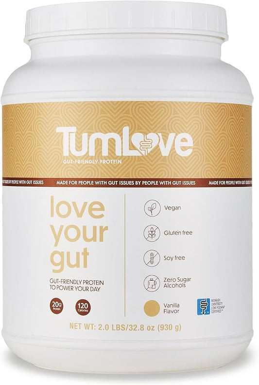 Vegan Protein Powder - Low FODMAP Certified, Gluten-Free, Dairy-Free, Soy-Free, 100% Gut-Friendly & Non-Bloating, Vanilla (25 Servings)