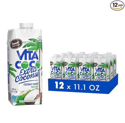 Vita Coco Organic Coconut Water, Extra Coconut | More "Coconutty" Flavor | Natural Electrolytes | Vital Nutrients | 11.1 Fl Oz (Pack of 12)
