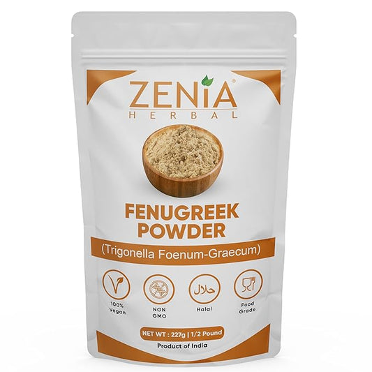 Zenia Fenugreek Seed Powder - Natural Indian Spice Methi Powder - for Cooking and Food Flavoring - 227g (1/2 lb)