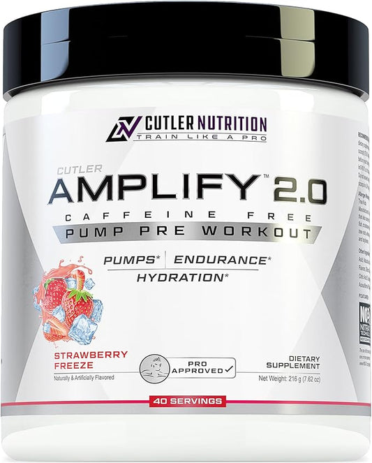 Cutler Nutrition Amplify Pump Pre Workout Caffeine Free Nitric Oxide Booster containing Arginine and Citrulline Pre-Workout for Maximum Pumps