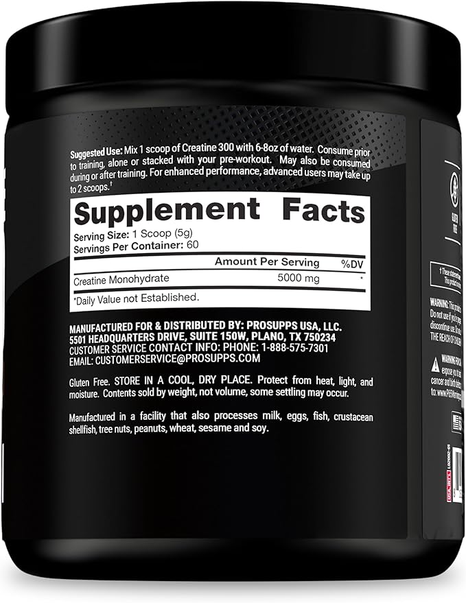 PROSUPPS Hyde Signature Sustained Pre-Workout, Blue Razz, 30-Servings and Creatine 300 Bundle