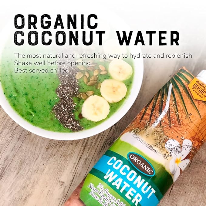 Nature's Greatest Foods, Organic Coconut Water, USDA Organic Certified, No Sugar Added, Never from Concentrate, Pure & Refreshing, 33.8 fl oz (Pack of 6)