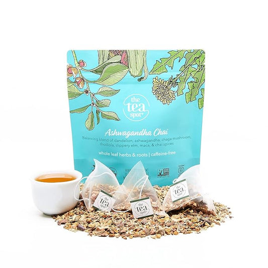 The Tea Spot Organic Ashwagandha herbal tea with Adaptogen for immune support & stress management | Blend of dandelion, chaga & Ashwagandha | No additives - 15 Tea Bags