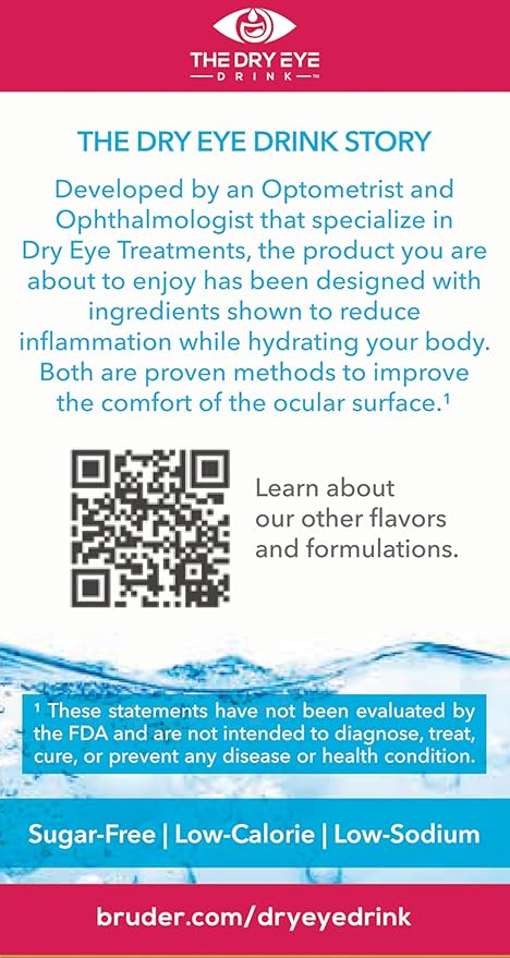The Dry Eye Drink l Ultimate Hydration for Dry Eyes l Sugar-Free Electrolyte Powder Packets l Blended with Vitamins, Green Tea, Turmeric, Taurine, and DHA l 5g x 20 Packets (Mixed Berry)