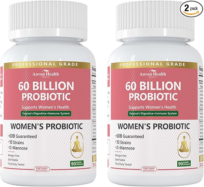Probiotics for Women Digestive Health - 60 Billion Vaginal Probiotic & Organic Prebiotics with Cranberry Extract & D-Mannose for Gut, Digestive, Urinary, Immune Health丨180 Veggie Caps