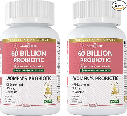 Probiotics for Women Digestive Health - 60 Billion Vaginal Probiotic & Organic Prebiotics with Cranberry Extract & D-Mannose for Gut, Digestive, Urinary, Immune Health丨180 Veggie Caps