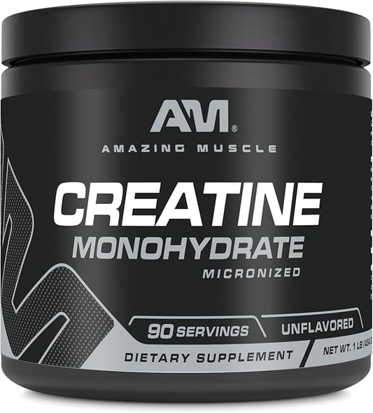 Micronized Creatine Monohydrate | 90 Servings | 5000 Mg per Serving | 1 Lb (454 Grams) | Ideal Pre & Post Workout Supplement | Unflavored (1 Pack)