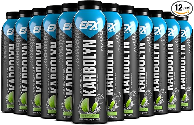 EFX Sports Karbolyn Fuel Drink | Pre, Intra, Post Workout Carbohydrate Drink | Carb Load, Sustained Energy | Stimulant & Sugar Free | 12 Pack (Green Apple)