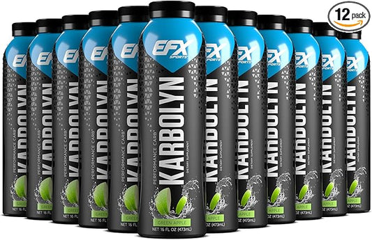EFX Sports Karbolyn Fuel Drink | Pre, Intra, Post Workout Carbohydrate Drink | Carb Load, Sustained Energy | Stimulant & Sugar Free | 12 Pack (Green Apple)