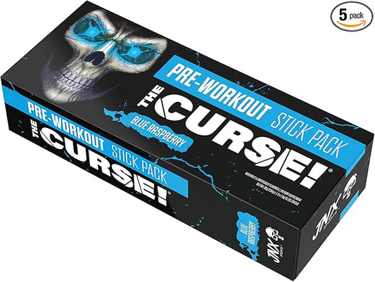 JNX SPORTS The Curse! Pre Workout Powder - Blue Raspberry 5 Servings | Preworkout: Boost Strength, Energy + Focus for Men & Women | Caffeine, Beta-Alanine, Creatine & L-Citrulline