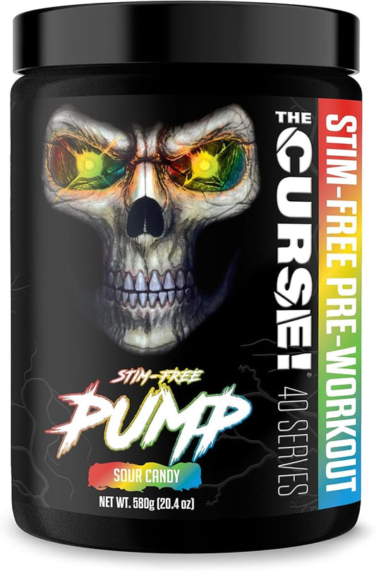 JNX SPORTS The Curse! Pump – Stim-Free Pre-Workout | Sour Candy 40 Serves | Caffeine-Free Pump Pre Workout, Non-Stim Nitric Oxide Preworkout for Men & Women