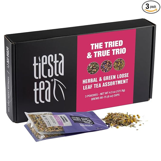 Tiesta Tea - Tiesta's Top Loose Leaf Father’s Day Tea Gift Set Sampler | Medium Caffeinated | Hot & Iced Ready | Assorted Green, Herbal, Fruity & Lavender Blends | 3 Pouches