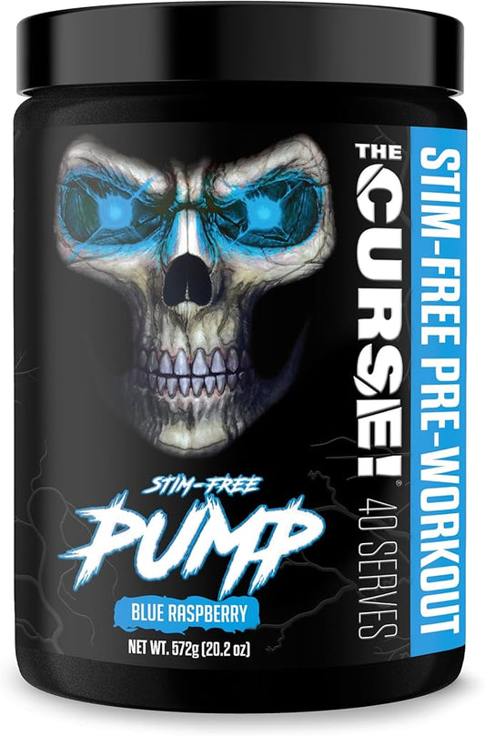 JNX SPORTS The Curse! Pump – Stim-Free Pre-Workout | Blue Raspberry 40 Serves | Caffeine-Free Pump Pre Workout, Non-Stim Nitric Oxide Preworkout for Men & Women