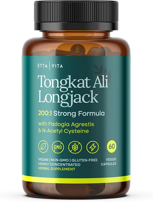 Potent Longjack - Tongkat Ali & Fadogia Agrestis Supplement for Men & Womens Energy, T Support, Lean Muscle Growth & Recovery, Hormonal Balance, Pre-Workout with Vegan NAC Liver Detox & Cleanse