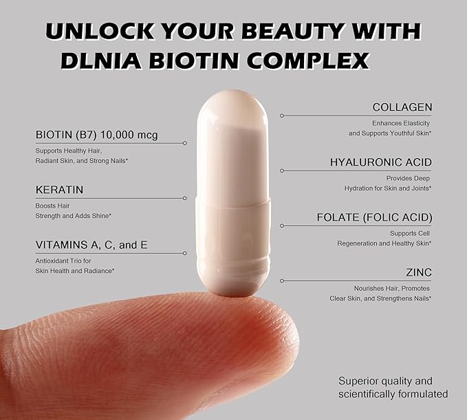 Collagen Pills Peptides Types I, II, III, V & X MCG Biotin Keratin Hyaluronic Acid MSM Vitamin A Vitamin C Vitamin E Folic Acid Zinc Magnesium with Grape Seed Extract, Quercetin