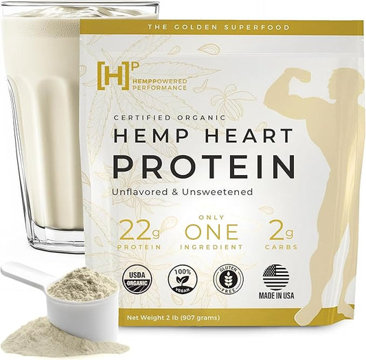 USDA Organic Hemp Protein Powder for Women & Men - Unflavored Pure Natural Hemp Protein Powder Organic - Plant Based Hemp Powder, Vegan, Gluten Free, Keto - Hemp Seed Powder Cold-Pressed (2lbs)