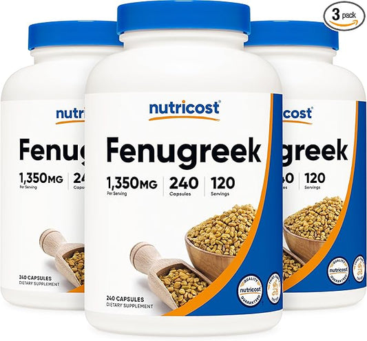 Nutricost Fenugreek Seed 1350mg, 240 Capsules (3 Bottles) - Gluten Free, Non-GMO