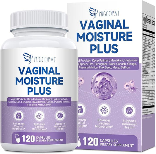 Vaginal Moisture Capsules, Women Vaginal Probiotics with Prebiotics & Lactobacillus Probiotic Blend, Support Vaginal Flora, Hormone Balance - Fenugreek Seed Extract, Slippery Elm, 120 Count
