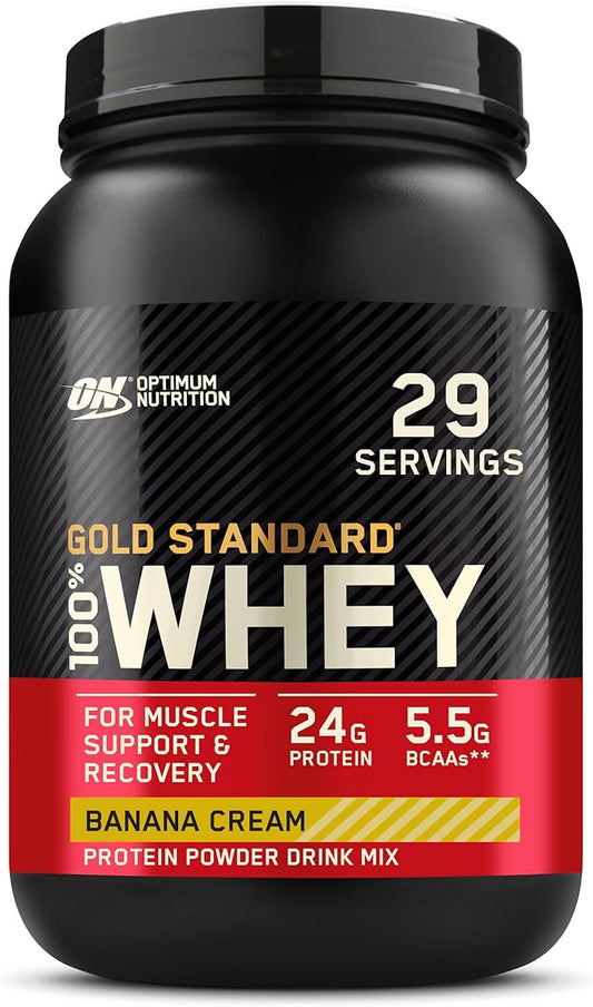 Optimum Nutrition Gold Standard 100% Whey Protein Powder, Banana Cream, 2 Pound (Packaging May Vary)