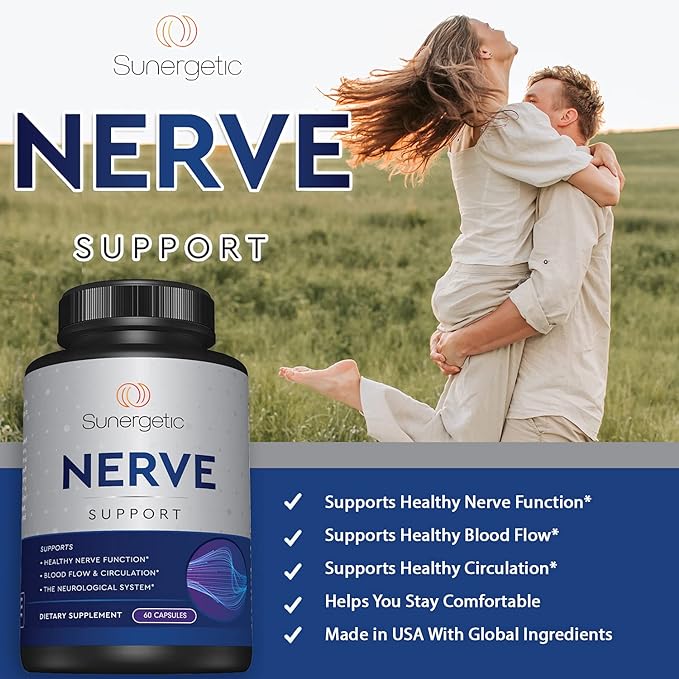 Premium Nerve Support Supplement – with Alpha Lipoic Acid (ALA) 600 mg, Acetyl-L-Carnitine (ALC) & Benfotiamine - Nerve Support Formula for Healthy Circulation, Feet, Hands & Toes - 60 Capsules