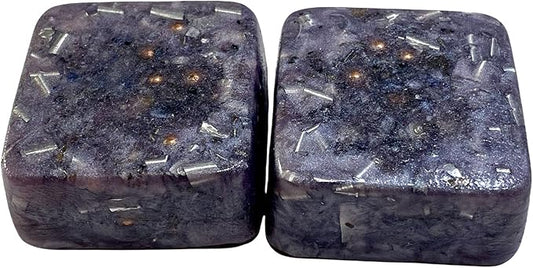 2 Grey Lavender Mini Cube Tower Busters Crystal Orgone Generator Energy Accumulator 528Hz/7.83Hz/Advance Harmonics Many Beautiful Ingredients and Colors!! (Grey Lavender)