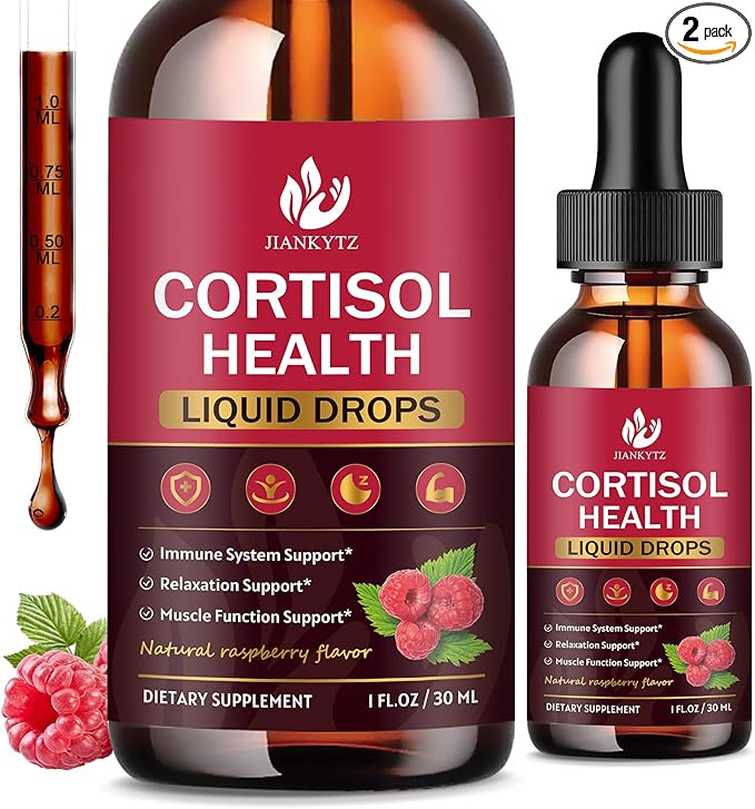 Cortisol Supplement Liquid Drops, Cortisol Supplements with Magnesium Complex, Rhodiola Rosea, L-Theanine, Ashwagandha for Balanced Cortisol, Hormone Balance and Mood Support (2 Pack, 1 Fl Oz)