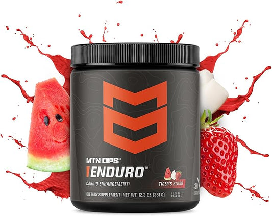 MTN OPS Enduro Nitric Oxide Supplement & Stim-Free Pre Workout - 30 Servings - with Magnesium Citrate, Beet Root Powder, Niacinamide, L Arginine & L Citrulline - Tiger's Blood Flavor