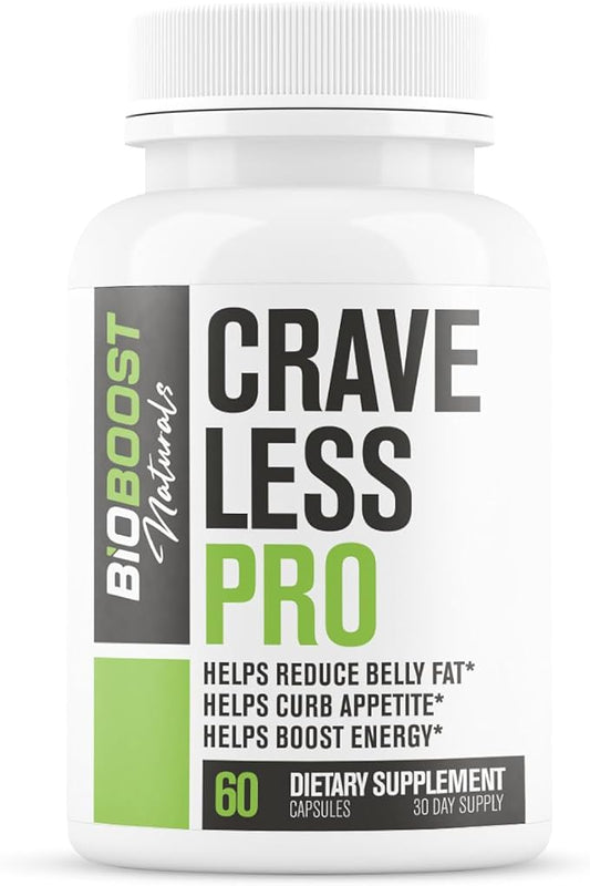 Crave Less PRO | Ultra Weight Loss Pills for Women & Men | GLP-1 Supplement Support | Appetite Suppressant, Belly Fat Burner | 5 Powerful Ingredients for Weight Loss, Size, Stamina - 60 Capsules