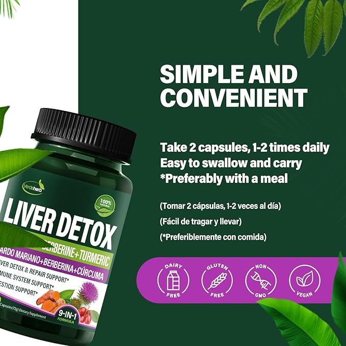 Herbal Complex Extract, Milk Thistle Berberine Turmeric Extract for Liver Detox & Repair, Immune System, Digestion Support. 240 Capsules