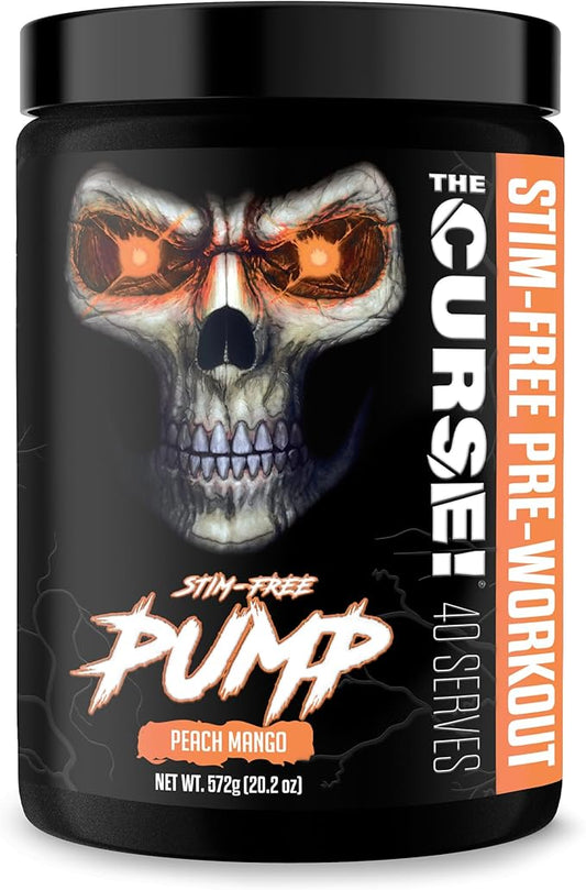 JNX SPORTS The Curse! Pump – Stim-Free Pre-Workout | Peach Mango 40 Serves | Caffeine-Free Pump Pre Workout, Non-Stim Nitric Oxide Preworkout for Men & Women