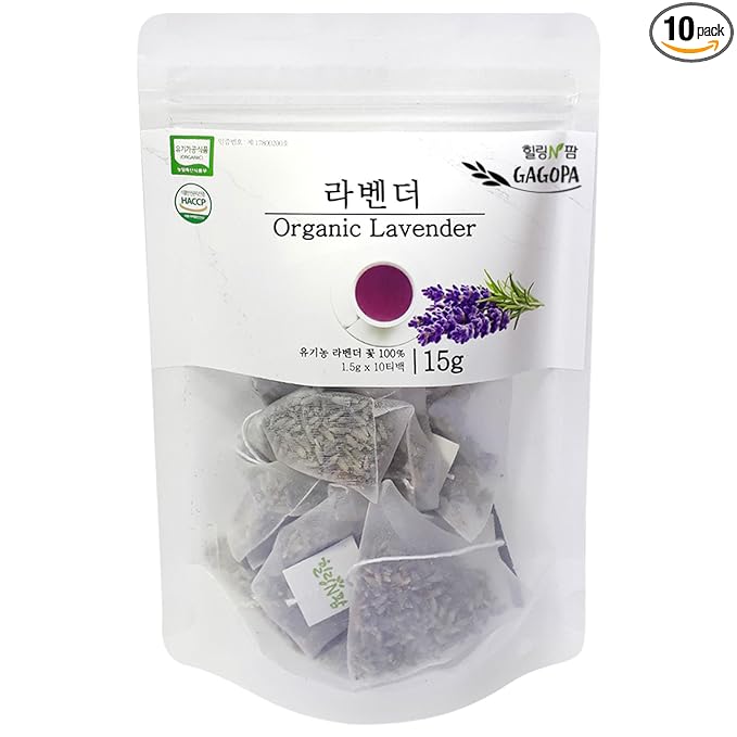 GAGOPA 100% Pure Organic Herbal Tea Natural Tea bags Organic tea Original Herb No sugar Natural friendly Triangular Tea Bag (PLA) 10 Tea bags [Lavender]